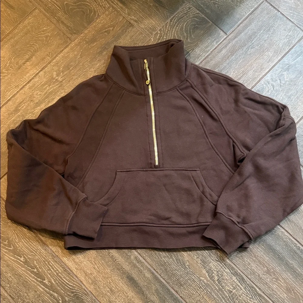 lululemon 3/4 funnel neck cropped scuba gently used - Picture 1 of 4